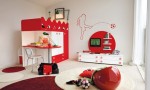 Warm Children Room Ideas Red White Wall Decor